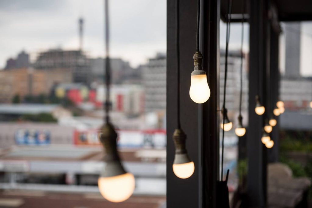 naked bulbs living room design